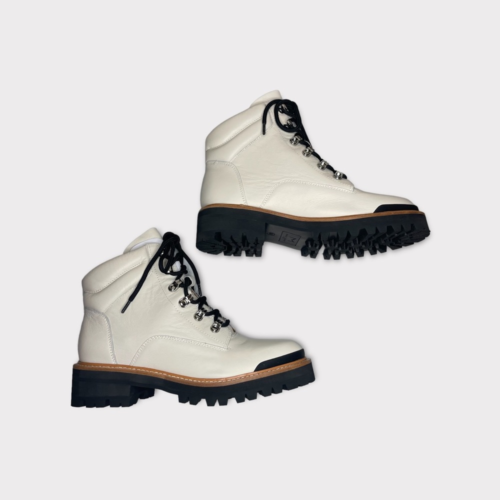 Marc Fischer Ivory Leather Idaran Combat Boots - Picture 3 of 7